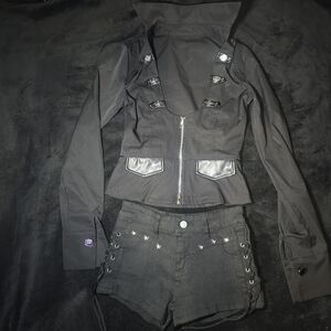Goth Top & Shorts Set